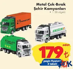 GOKİDY OYUNCAK METAL-ÇEK BIRAK ŞEHİR KAMYONLARI